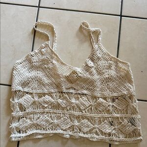Rebellion Cream Crochet Crop Camisole
